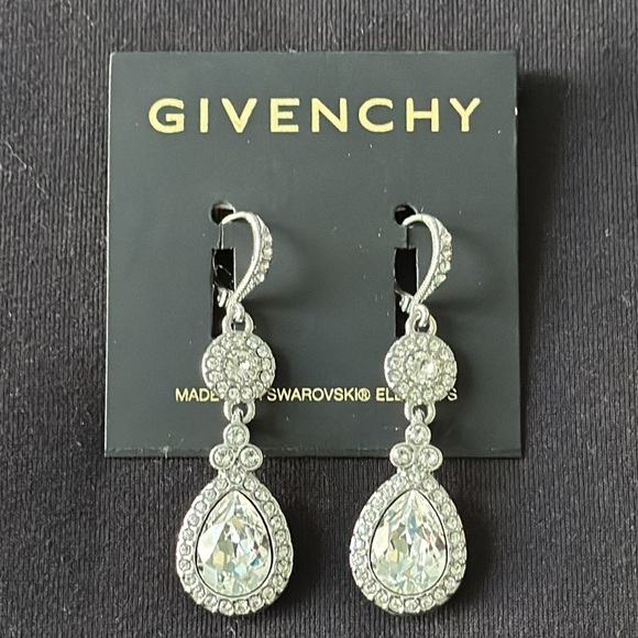 Givenchy Glamorous Pave 3 tier drop crystal pierced earrings NWT Swarovski - Picture 1 of 12